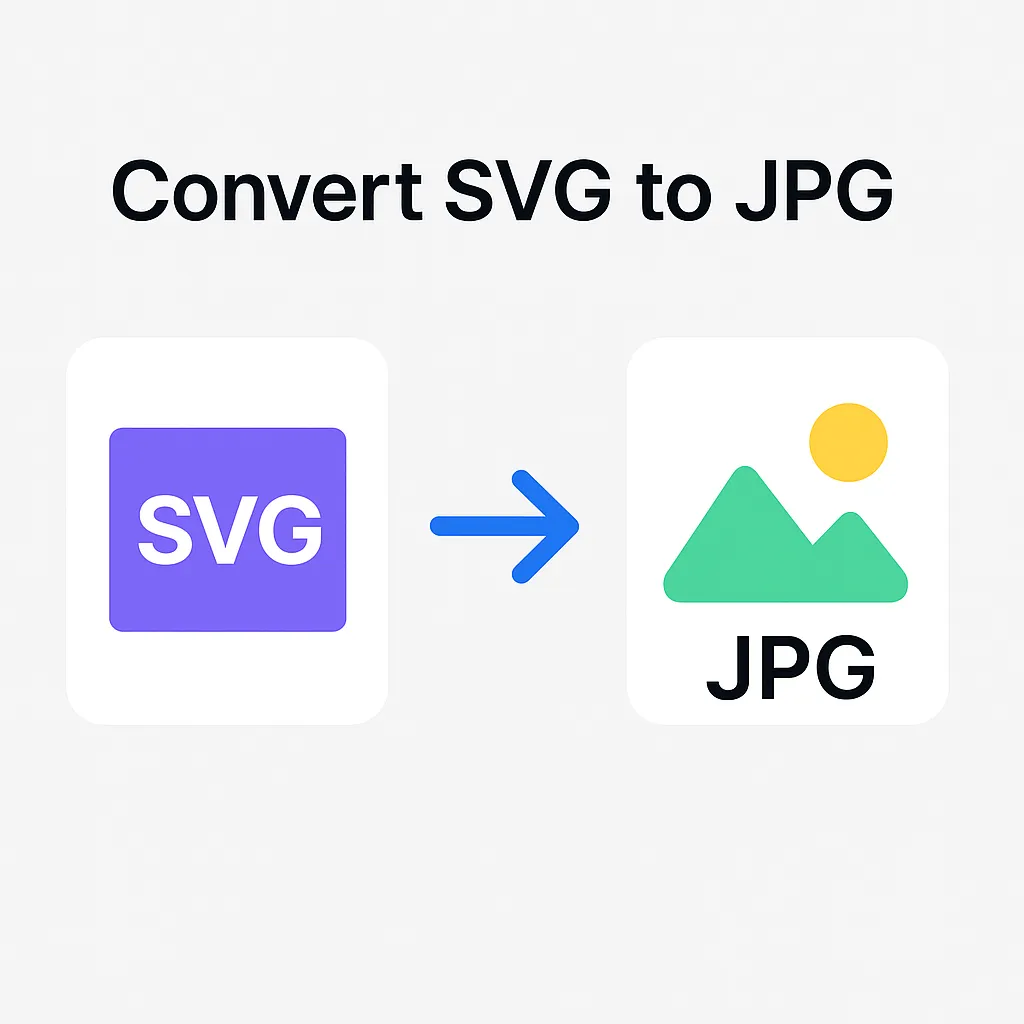 Illustration showing the conversion process from SVG to JPG format using an online free tool
