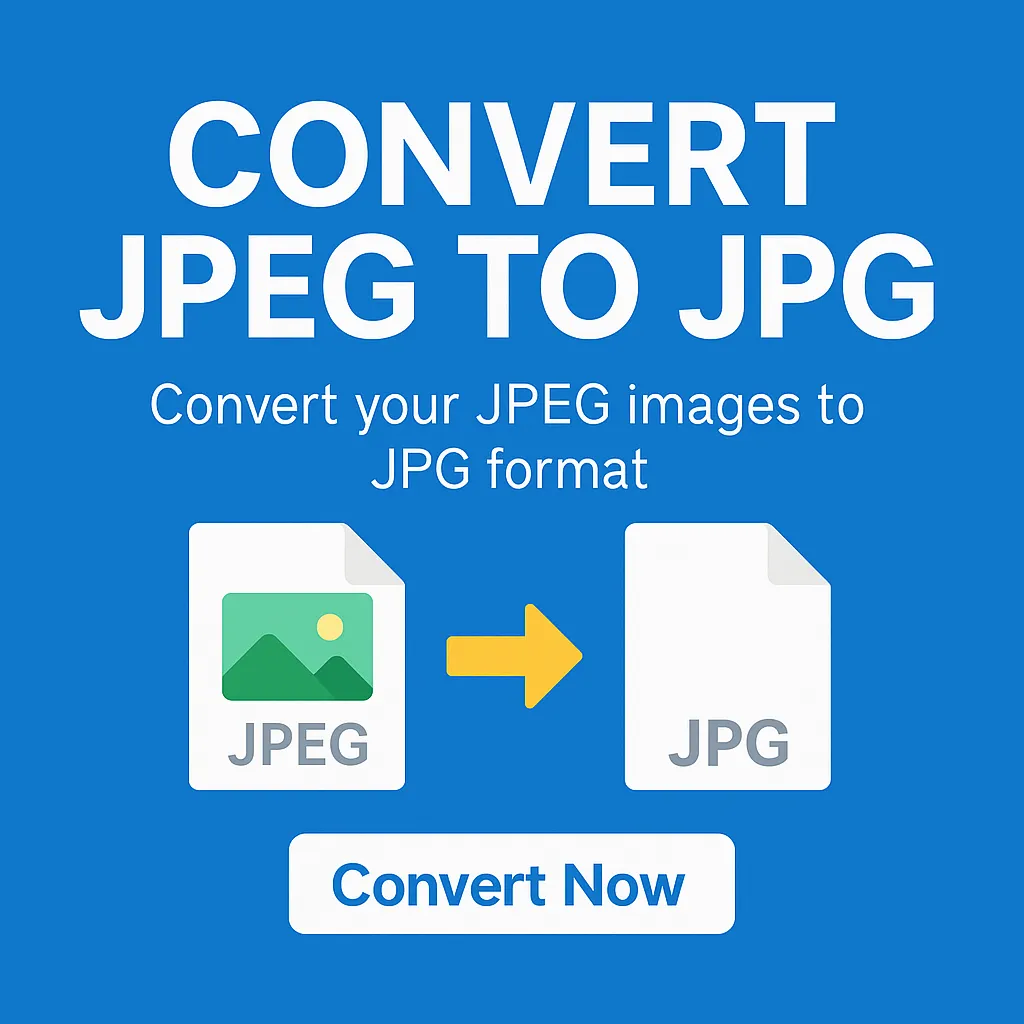 Easily convert JPEG to JPG using our free online converter. Change your JPEG images to JPG format quickly and effortlessly with just a few click