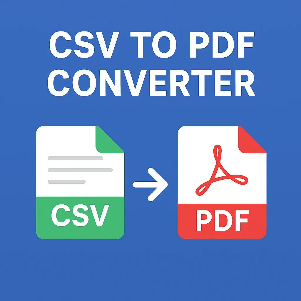 Free online CSV to PDF converter tool for converting CSV files into professional, printable PDF format instantly without registration.