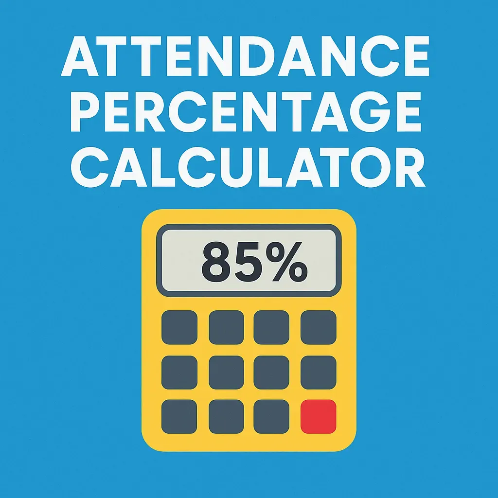 Attendance percentage calculator icon in blue background for online attendance calculation
