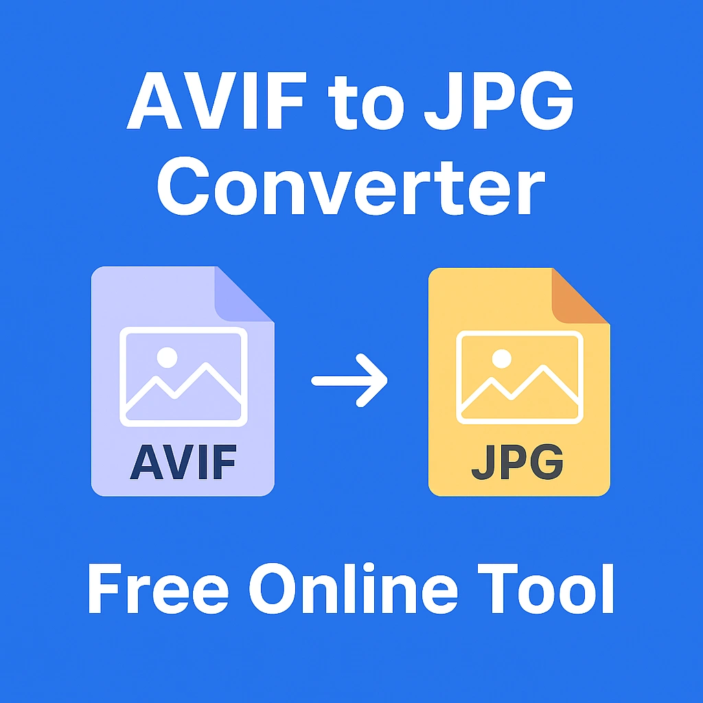 Illustration showing AVIF to JPG converter with file icons and arrow – free online image conversion