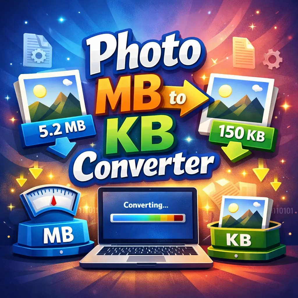 Convert photo from MB to KB online free using image compressor tool, reduce image size without losing quality